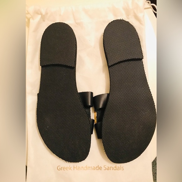 NWOT-PURE handmade Greek Sandals made in Greece. Black leather slides in size 38 - Picture 3 of 4